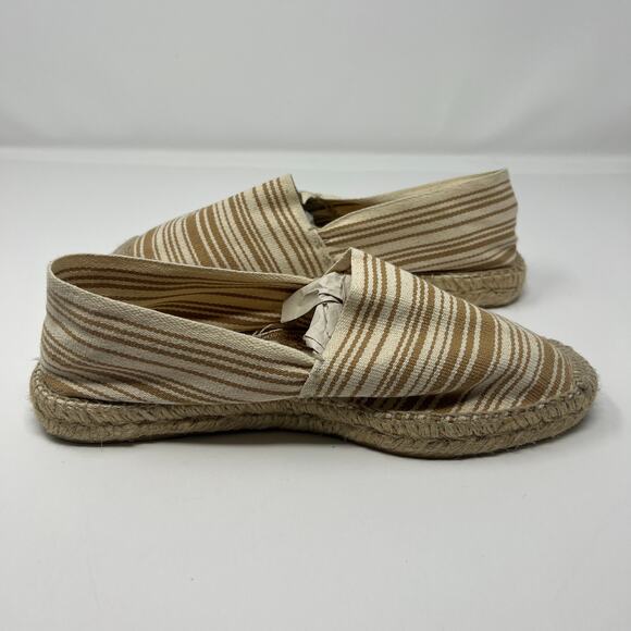 Blue by Saks Fifth Avenue Striped Espadrille Flats Size 10 Cream Tan - Picture 9 of 10
